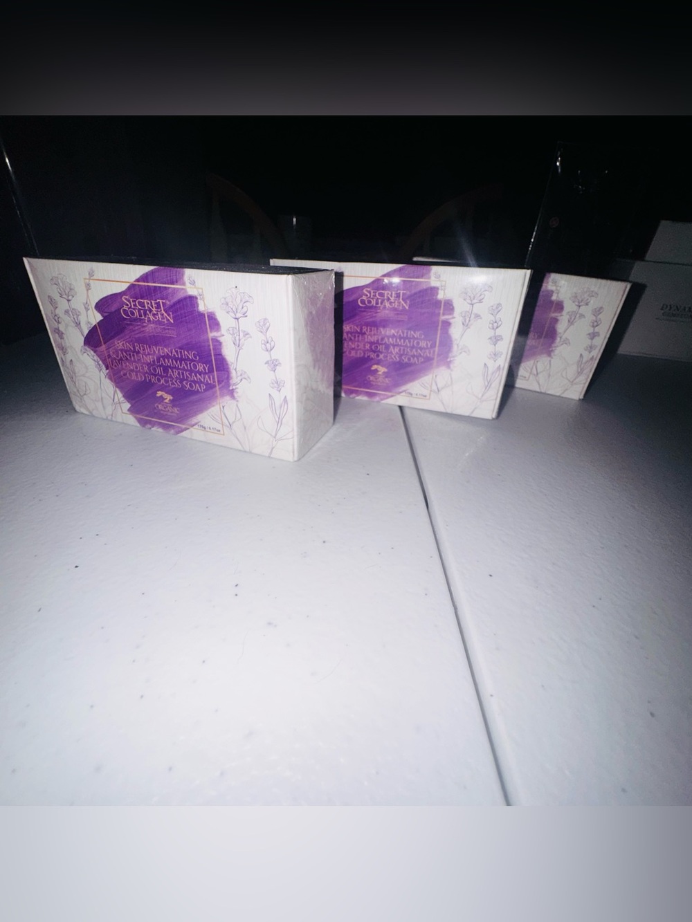 3/ Secret Collagen Lavender Cold Process Soap Exfoliating Facial & Body Soap-NIB